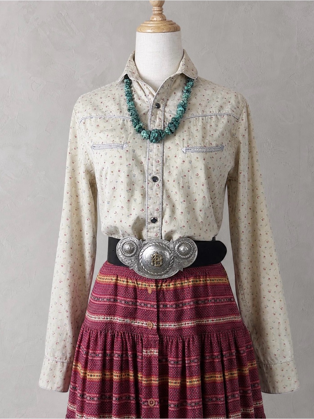Ralph Lauren Western Wear c. 1978 Western Shirt Buttermilk Calico | 12